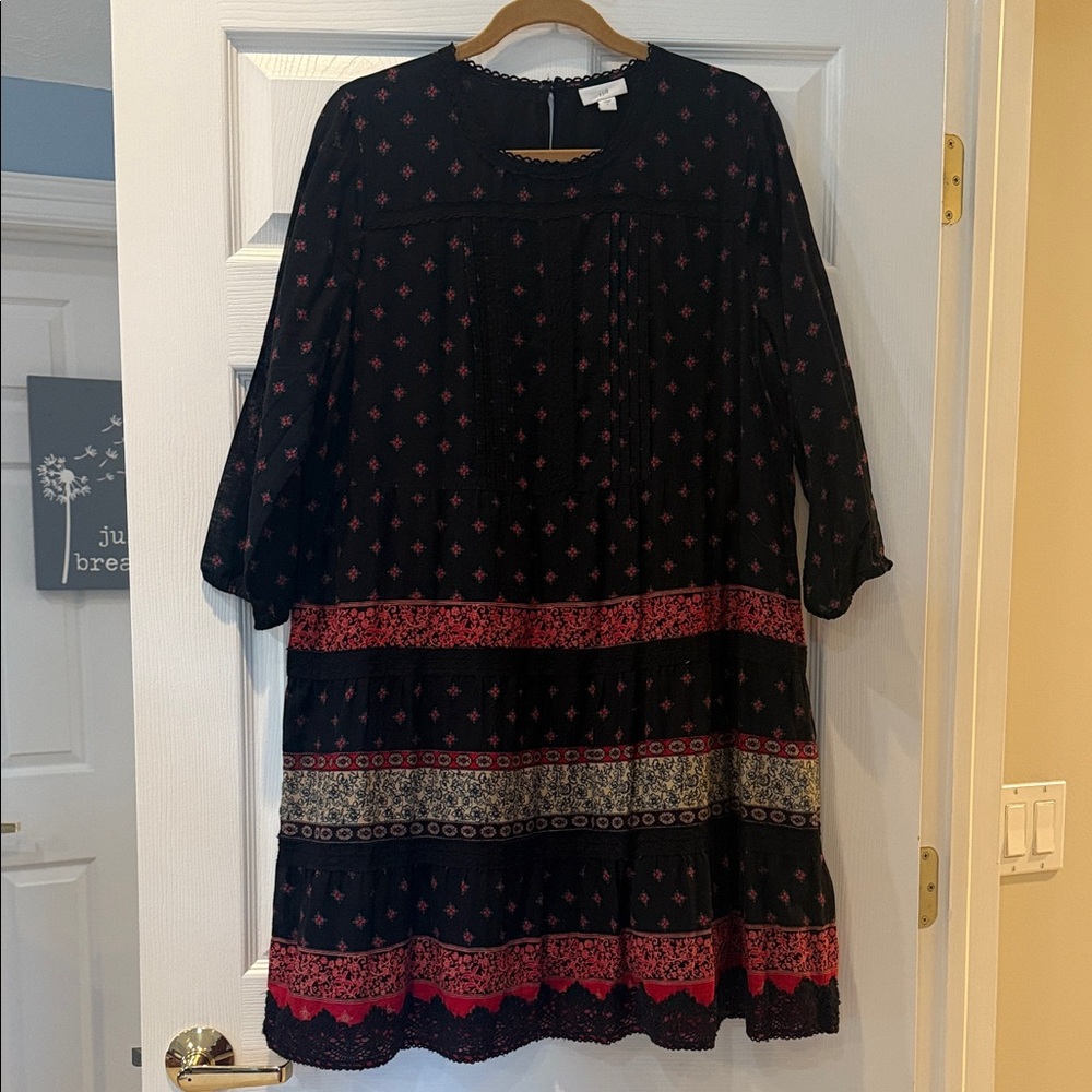 J. Jill Black Dress with Red Accents